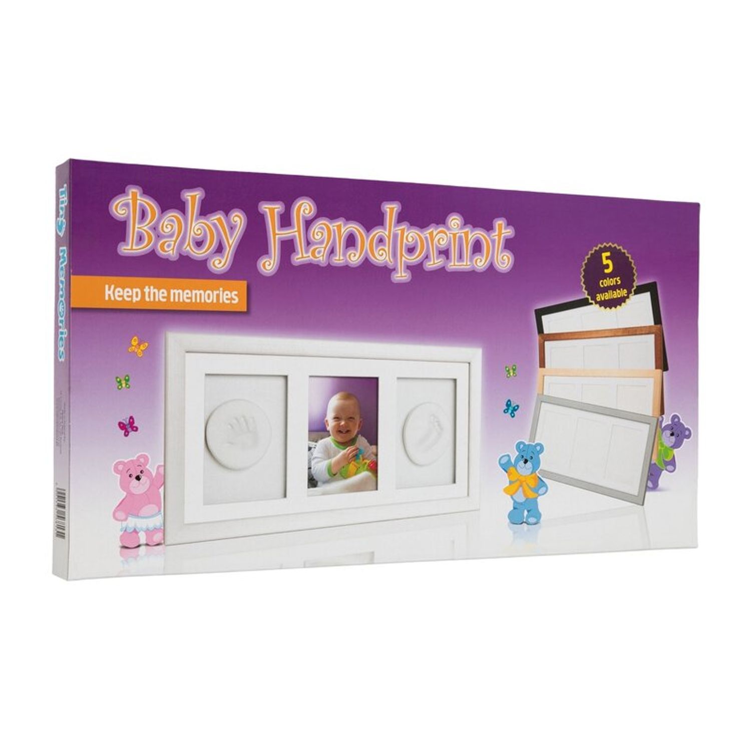 Baby HandPrint - Double Memory Frame Natur fotografia produsului View 4 L