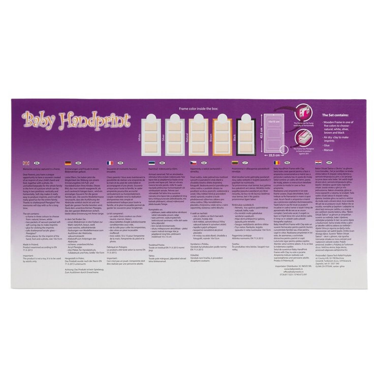 Baby HandPrint - Double Memory Frame White fotografia produsului View 4 L