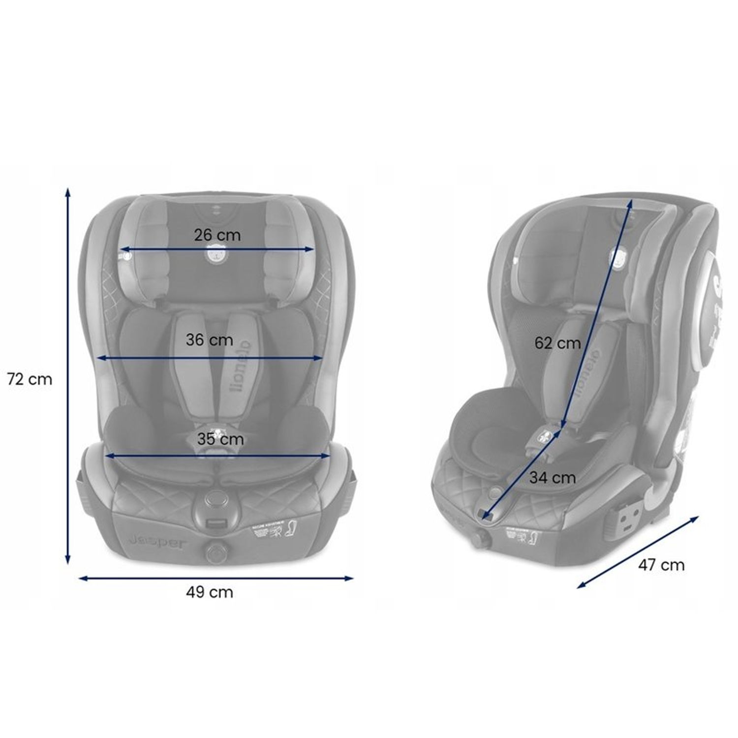 Lionelo - Scaun auto copii Jasper, cu Isofix, 9-36 Kg, Grey fotografia produsului View 3 L