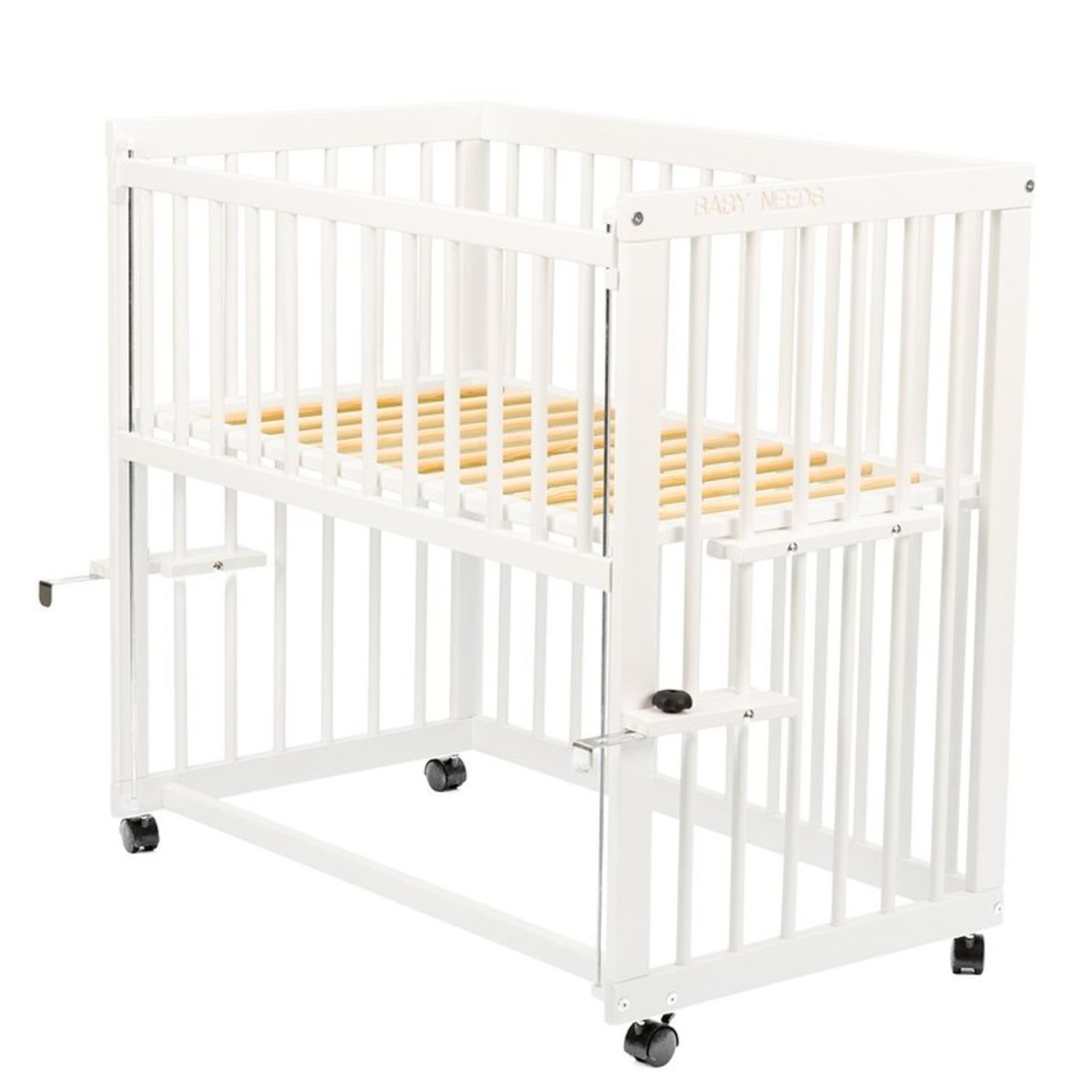 BabyNeeds - Patut evolutiv Dalia, cu roti, 90x50 cm, Alb fotografia produsului View 4 L