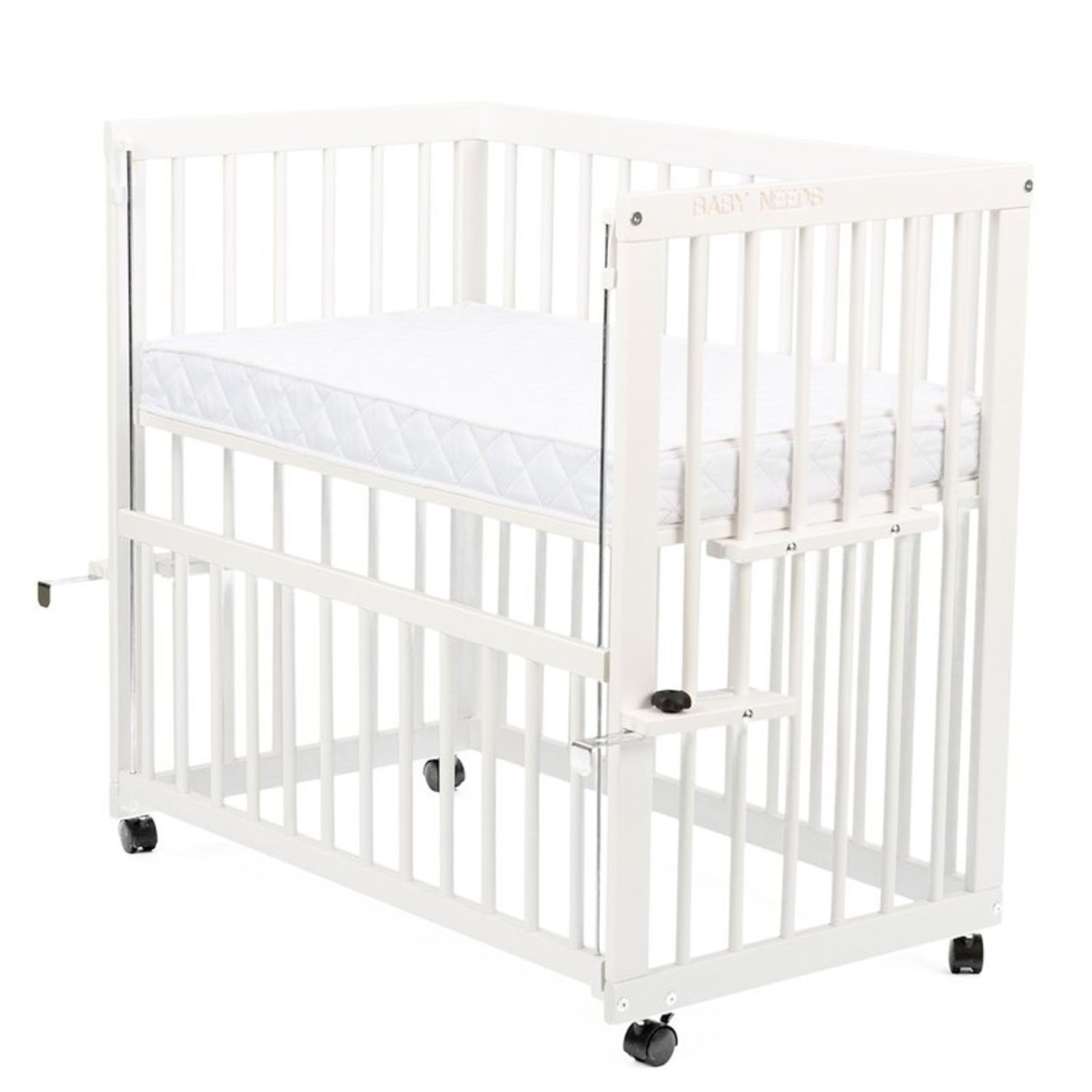 BabyNeeds - Patut evolutiv Dalia, cu roti, 90x50 cm, Alb fotografia produsului View 7 L