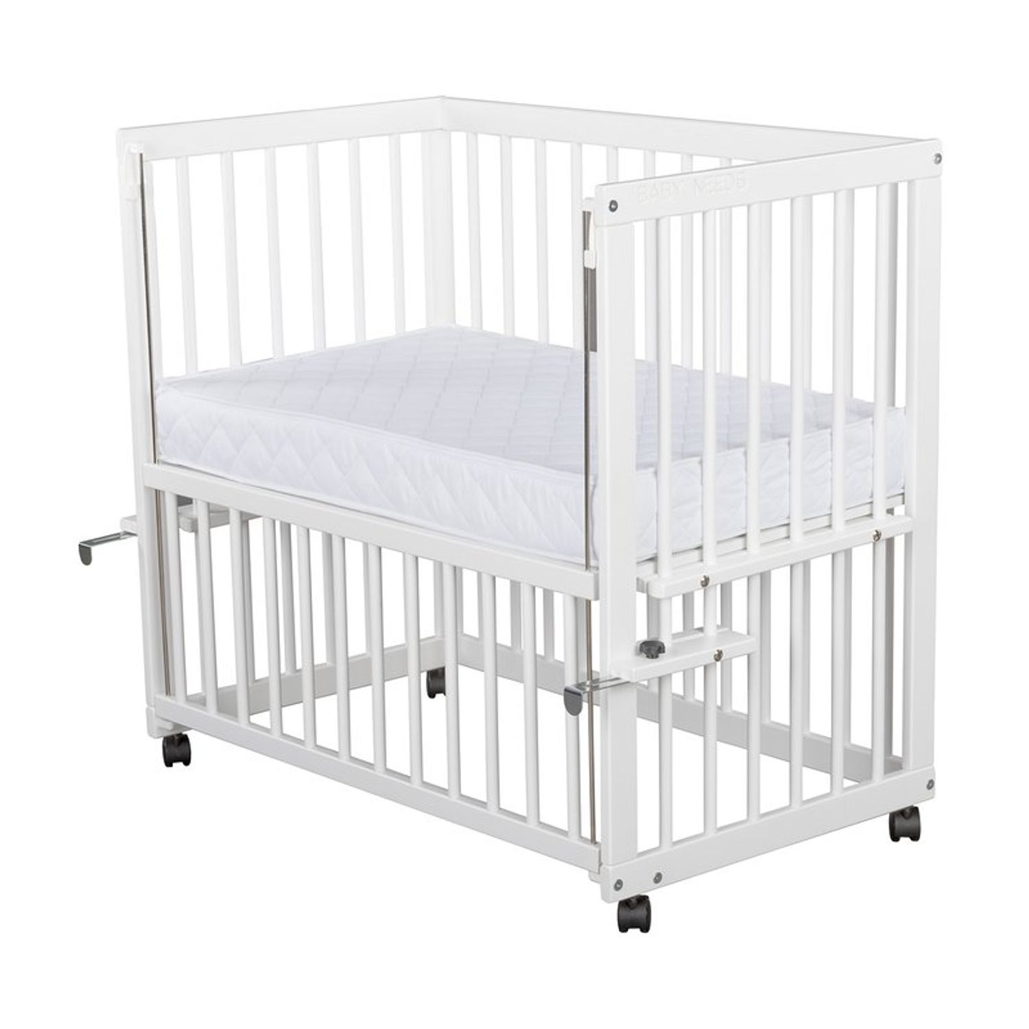 BabyNeeds - Patut evolutiv Dalia, cu roti, 90x50 cm, Alb fotografia produsului View 8 L