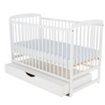 BabyNeeds - Patut din lemn Ola 120x60 cm, cu sertar, Alb fotografia produsului