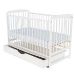 BabyNeeds - Patut din lemn Ola 120x60 cm, cu sertar, Alb fotografia produsului View 2 S