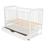 BabyNeeds - Patut din lemn Ola 120x60 cm, cu sertar, Alb fotografia produsului View 6 S