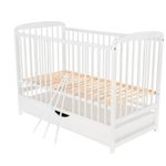 BabyNeeds - Patut din lemn Ola 120x60 cm, cu sertar, Alb fotografia produsului View 7 S