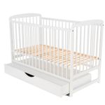 BabyNeeds - Patut din lemn Ola 120x60 cm, cu sertar, Alb fotografia produsului View 5 S