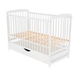 BabyNeeds - Patut din lemn Ola 120x60 cm, cu sertar, Alb fotografia produsului View 4 S