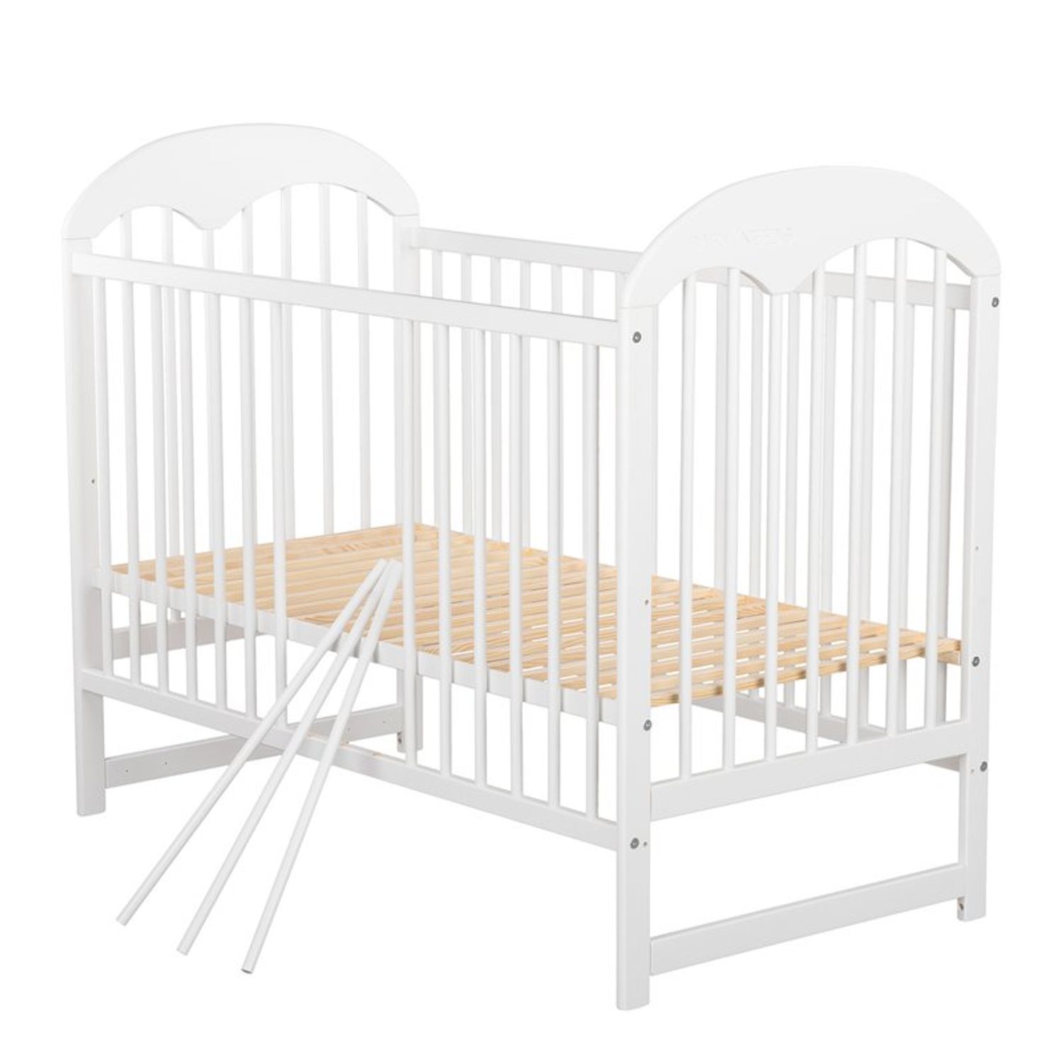 BabyNeeds - Patut din lemn Oskar 120x60 cm, Alb fotografia produsului View 3 L