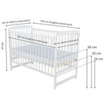BabyNeeds - Patut din lemn Ola 120x60 cm, Alb fotografia produsului View 3 S