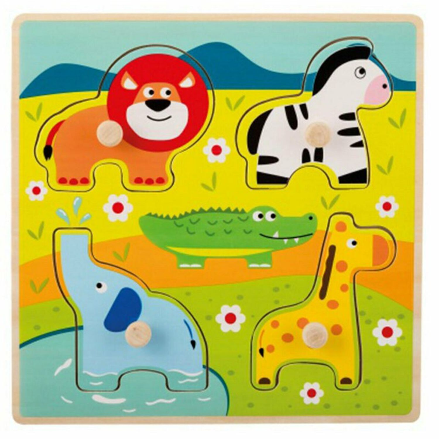 Joueco - Puzzle din lemn 4 piese, Animale salbatice fotografia produsului