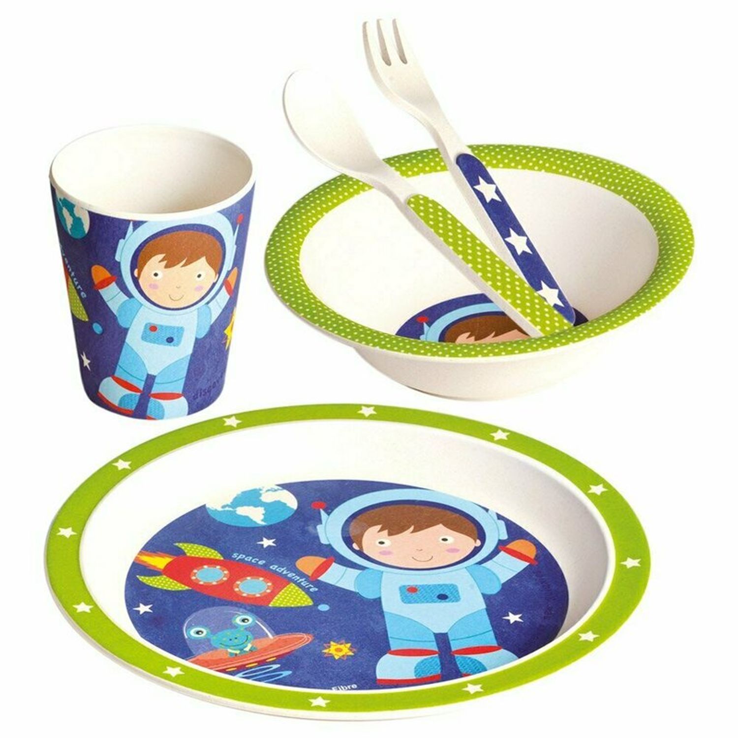 Bino - Set de masa 5 piese, bambus, Astronaut fotografia produsului