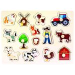 Bino - Puzzle copii din lemn, Ferma, 14 piese fotografia produsului
