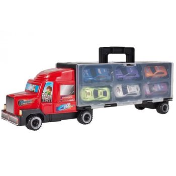 Set de masinute, transport car, cutie in forma de camion, 6 masinute incluse, malplay 106584