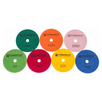Set 7 discuri diamantate pentru slefuire gresie pm-dpp-100tm mokro, powermat pm1108