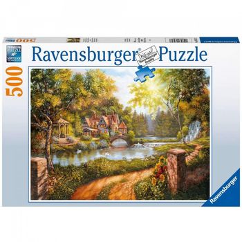 Puzzle Casuta Langa Rau, 500 Piese Puzzle Ravensburger Casuta langa rau, 500 piese