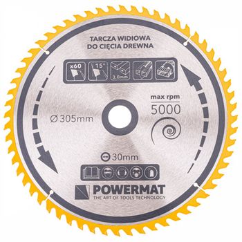Disc pentru fierastrau circular TDD-305x30mm 60 dinti, Powermat PM0902 elefant.ro imagine noua 2022