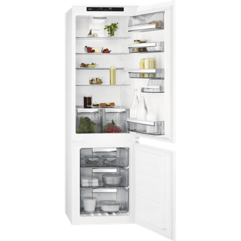 Combina frigorifica incorporabila aeg sce818e6ts, no frost, 253 l, h 178 cm, usa reversibila slide, alb
