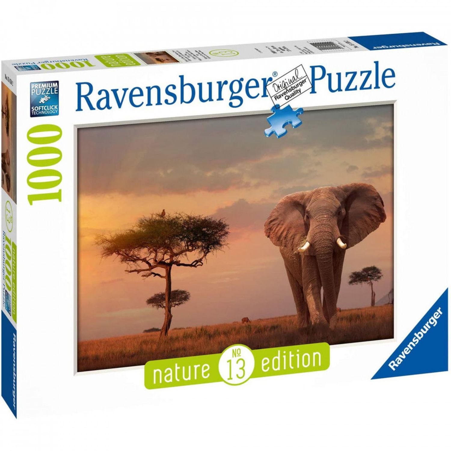 Puzzle Ravensburger - Elefant in Masai Mara, 1000 piese fotografia produsului View 3 L