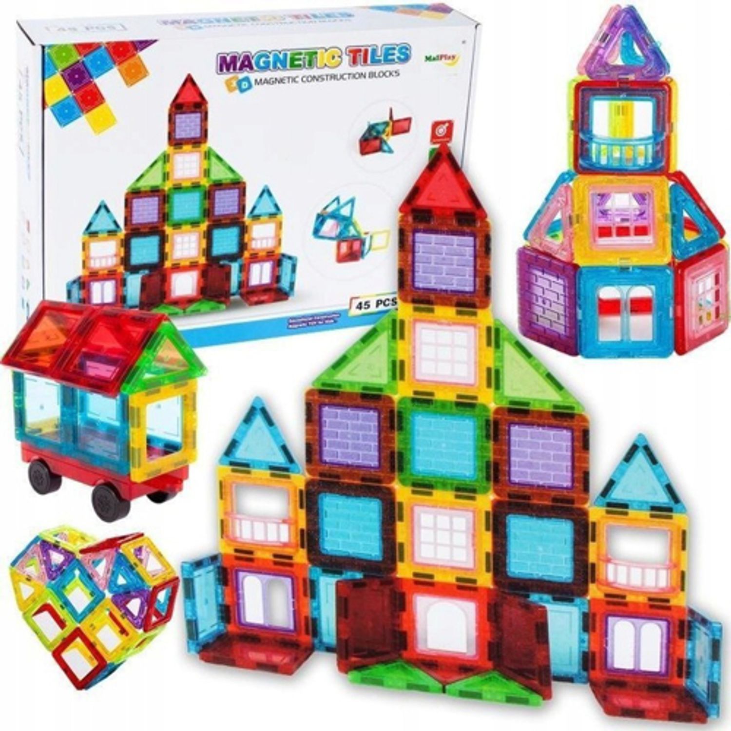 Blocuri magnetice 3D 45 elemente, Malplay 107198 fotografia produsului