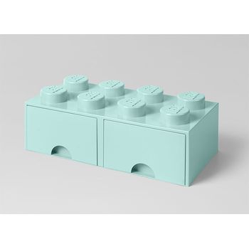 Cutie depozitare LEGO 2x4 cu sertare, aqua