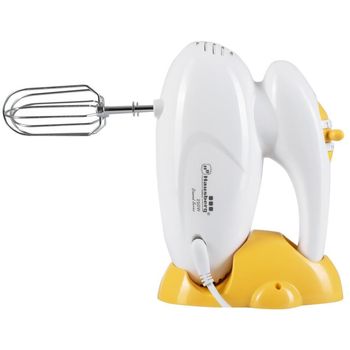 Mixer de mana, hausberg hb-4113, 5 viteze + turbo, design ergonomic, motor din cupru, alb/galben