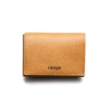 Origin cardholder cu 3 compartimente din piele naturala maro nature