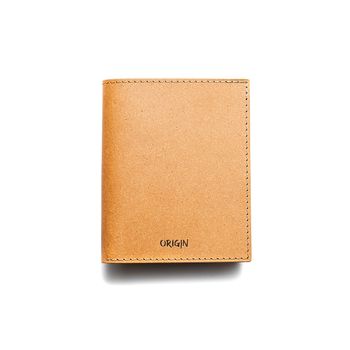 Origin portofel tip portcard din piele naturala maro nature