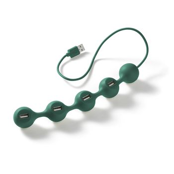 Hub usb lexon, peas hub, 4 porturi, silicon, cablu cu interior din cupru, design modern, verde inchis