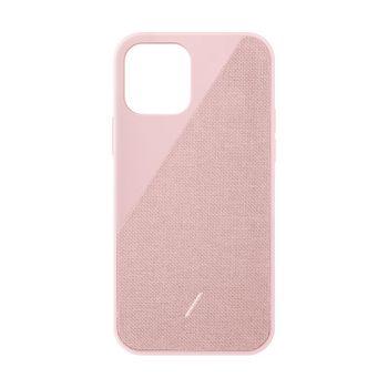 Husa telefon native union, clic canvas, iphone 12 mini, cu accente din tesatura premium, compatibila incarcatoare wireless, roz