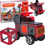 Set blocuri magnetice Pompieri 50 bucati, Malplay 107874 fotografia produsului
