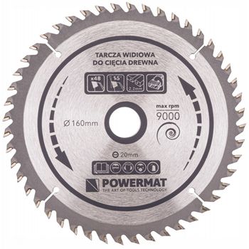 Disc widia pentru lemn 160x20mm cu 48 dinti tdd, powermat