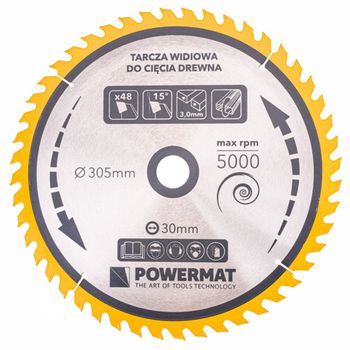 Disc circular pentru lemn TDD-305x30mm 48 dinti, Powermat PM0901