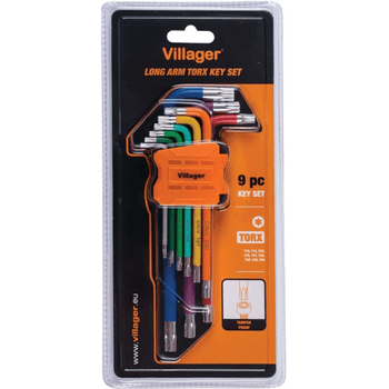 Chei hexagonale torx cu brat lung, set 9 piese, villager