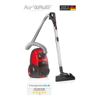 Aspirator cu sac fakir airwave ts2400, a+aa, filtru ulpa anti-alergii, perie parchet, tub telescopic, rosu/negru