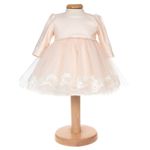 Rochie Bianca roz dantela perle 3-6 luni Botez cu stil fotografia produsului