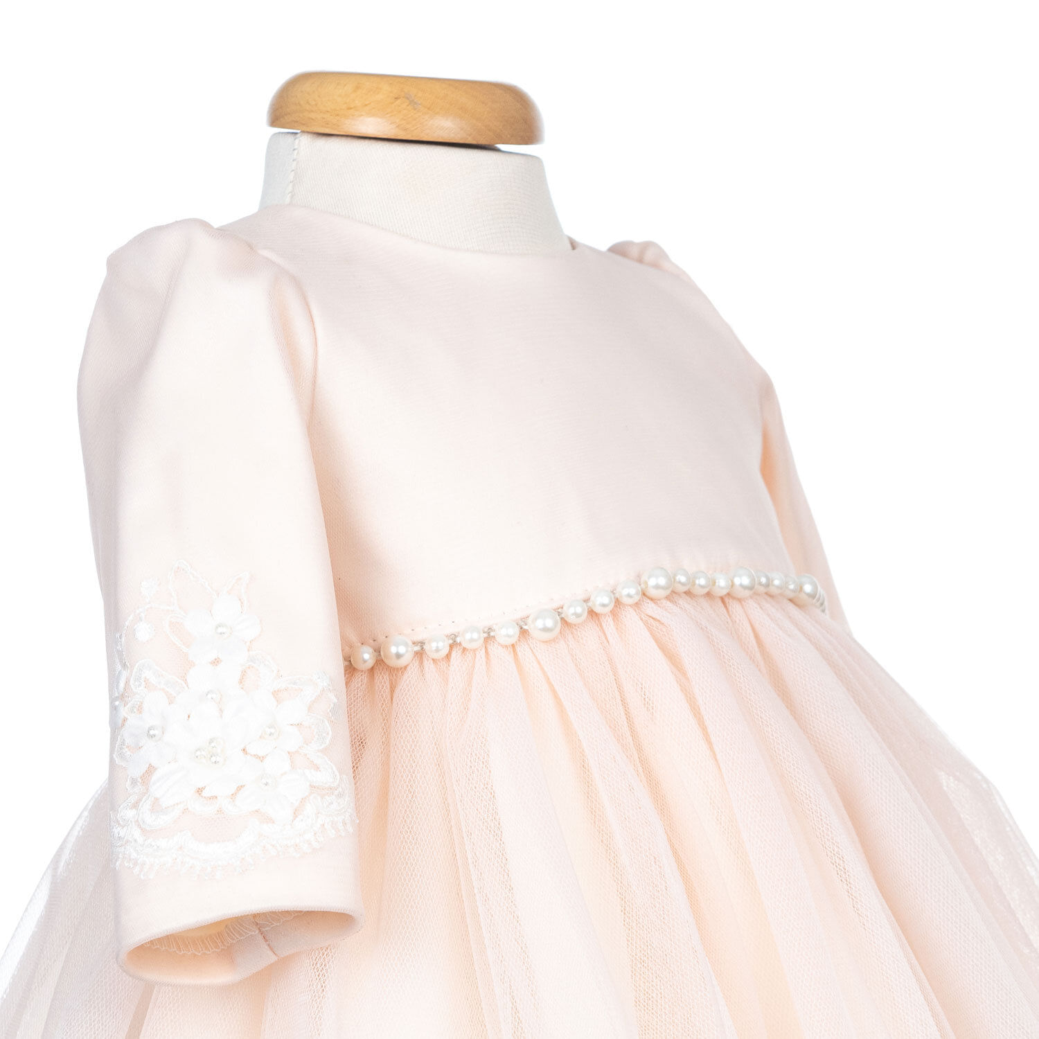 Rochie Bianca roz dantela perle 3-6 luni Botez cu stil fotografia produsului View 3 L