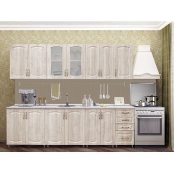 Set bucatarie bella mdf 2.6, 260x60x210cm, stejar