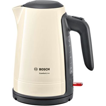 Fierbator de apa bosch comfortline twk6a017, 2400 w, cana termoizolanta 1,7 l, oprire automata, cream/gri