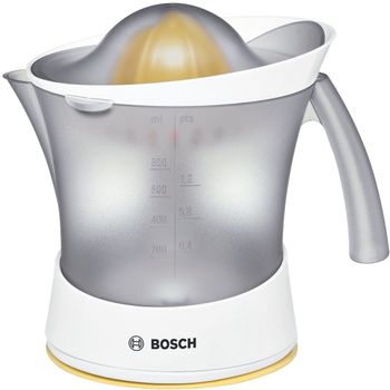 Storcator de citrice Bosch MCP3500N, 25 W, 0.8 L, Filtru ajustabil pentru pulpa, Indicator nivel suc, Alb/Gri inchis BOSCH imagine noua 2022