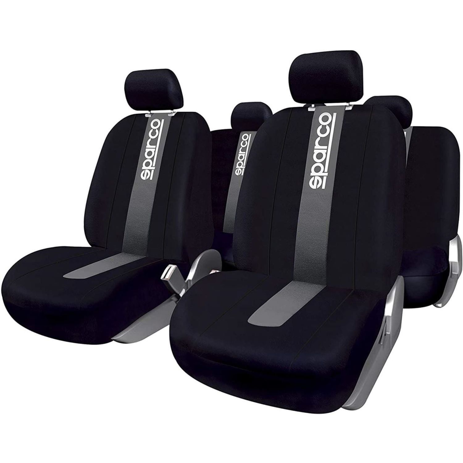 Set Huse Scaune Auto Sparco Grey Spider, negru - gri, 9 bucati fotografia produsului