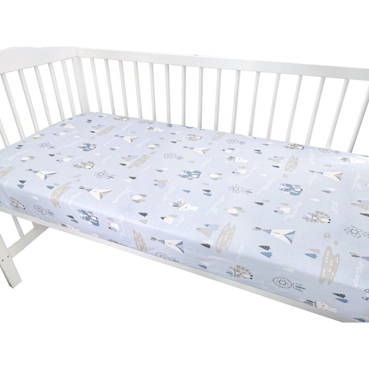 Qmini - Cearceaf cu elastic 120x60 cm Indian Blue fotografia produsului View 2 L