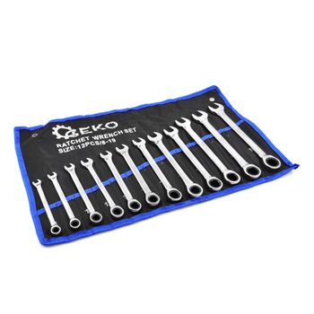 Set 12 chei combinate cu clichet 8-19 mm, geko g10343