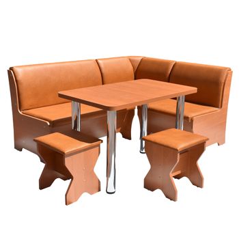 Set coltar bucatarie tunis , cu masa si 2 tabureti, cires/roscat
