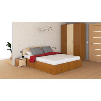 Set dormitor siesta, cu dulap 3 usi, pat si noptiere, cires / mesteacan