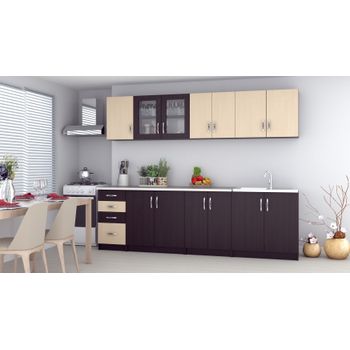 Set bucatarie venus ro 2.6m, 260x60x200cm, wenge /mesteacan