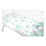 Qmini - Cearceaf cu elastic 120x60 cm Elephant Mint fotografia produsului