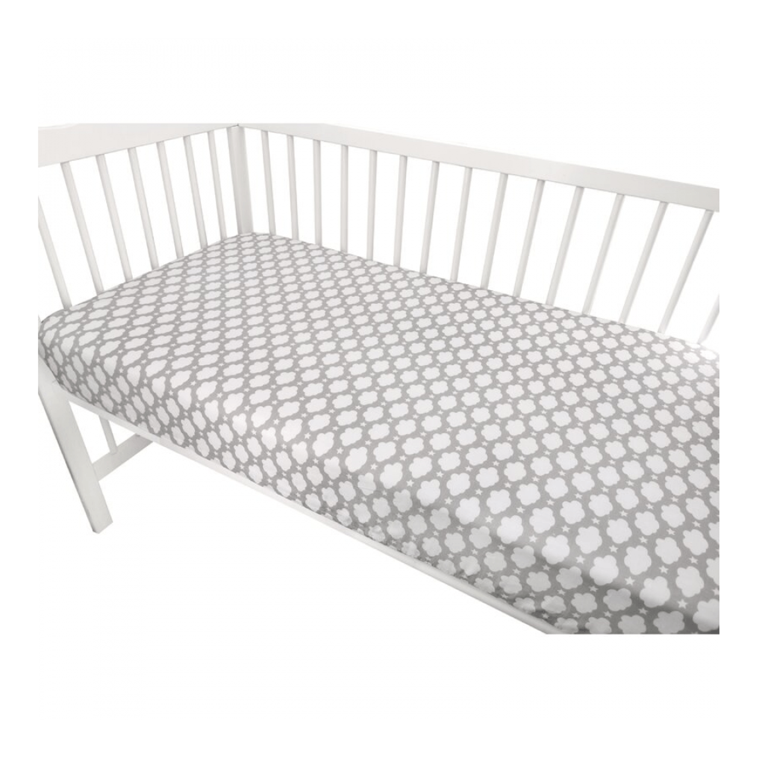Qmini - Cearceaf cu elastic 120x60 cm Clouds Grey fotografia produsului