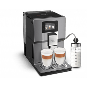 Espressor automat KRUPS Intuition Preference+ EA875E10, 15 bari, 3 L, 15 bauturi, Accesoriu pentru lapte, Negru/argintiu elefant.ro imagine noua 2022