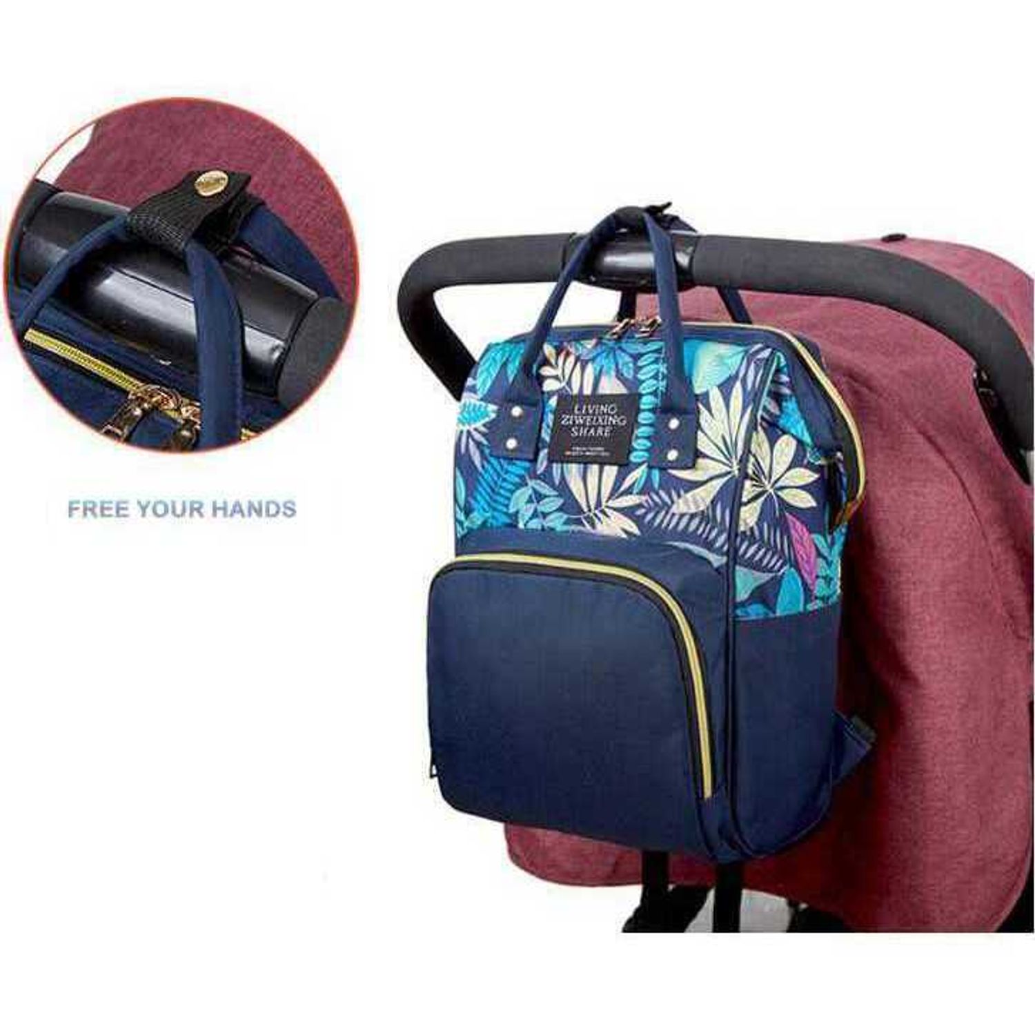 Rucsac multifunctional mamici Leaves Bambinice BN028_Albastru fotografia produsului View 7 L